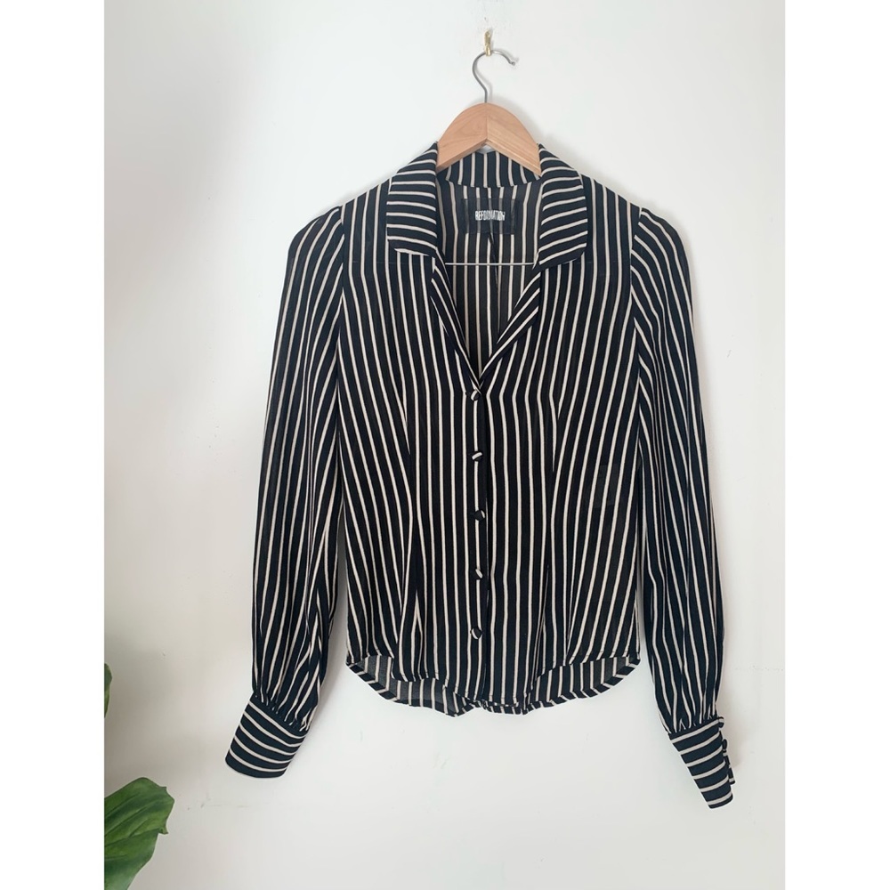 Reformation Striped Blouse